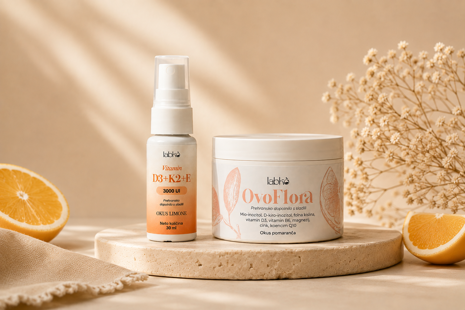 OvoFlora in Vitamin D3+K2+E LABKO prehranska dopolnila